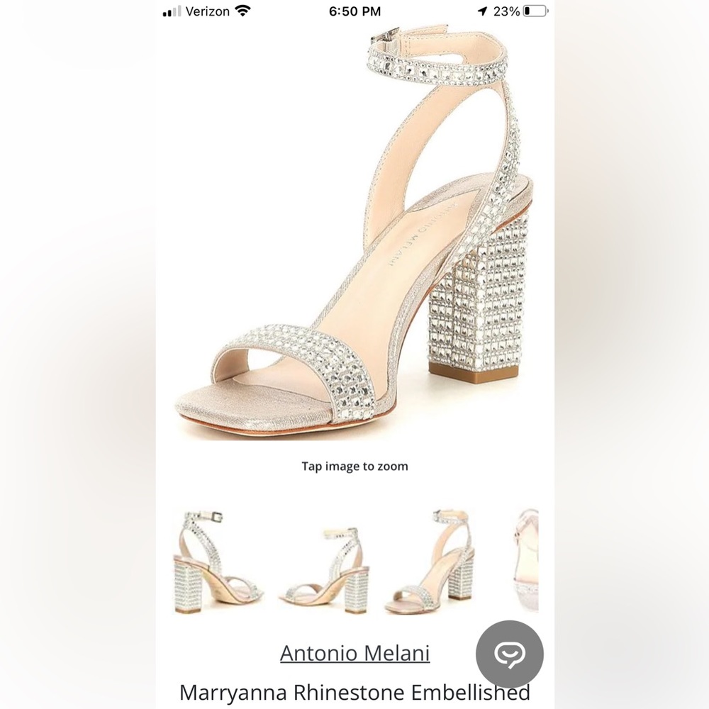 Antonio Melanin Marryanna Dress Sandals seize 7 Silver Metallic Rhinestone